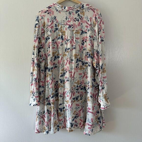Chelsea & Theodore Womens Plus Floral High Low Hem Button Down Tiered Top 2X - Picture 9 of 10